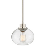 Trilogy Mini Pendant - Brushed Nickel / Clear Seedy