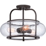 Trilogy Semi Flush Ceiling Light - Old Bronze / Clear Seedy
