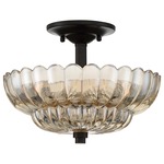 Whitecap Semi Flush Ceiling Light - Mottled Cocoa / Amber