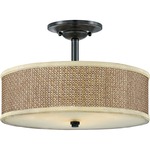 Zen Ceiling Semi Flush Light - Mystic Black / Tan Rattan