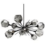 Gem Starburst Oval Chandelier - Matte Black / Smoke