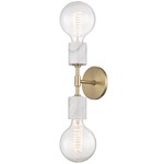 Asime Double Wall Light - Aged Brass / White