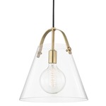 Karin Pendant - Aged Brass / Clear