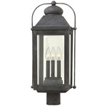 Anchorage 120V Outdoor Post / Pier Mount Lantern - Aged Zinc / Clear