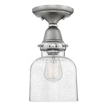 Academy Bell Semi Flush Ceiling Light - English Nickel / Clear Seedy