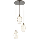 Ellisse Round Multi Light Pendant - Flat Bronze / Optic Amber