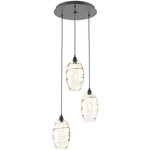 Ellisse Round Multi Light Pendant - Matte Black / Optic Amber