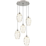 Ellisse Round Multi Light Pendant - Beige Silver / Optic Amber