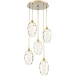 Ellisse Round Multi Light Pendant - Gilded Brass / Optic Amber
