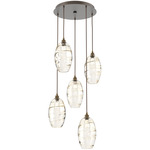 Ellisse Round Multi Light Pendant - Flat Bronze / Optic Amber