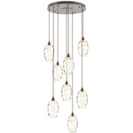 Ellisse Round Multi Light Pendant - Flat Bronze / Optic Amber