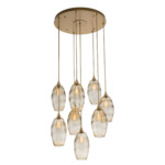 Ellisse Round Multi Light Pendant - Gilded Brass / Optic Amber