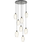 Ellisse Round Multi Light Pendant - Matte Black / Optic Amber