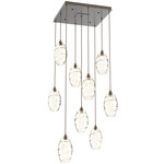 Ellisse Square Multi Light Pendant - Flat Bronze / Optic Amber