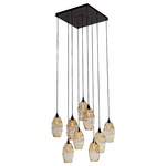 Ellisse Square Multi Light Pendant - Matte Black / Optic Amber