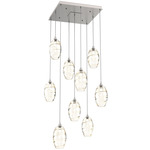 Ellisse Square Multi Light Pendant - Beige Silver / Optic Amber