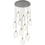 Ellisse Round Multi Light Pendant - Flat Bronze / Optic Amber