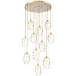 Ellisse Round Multi Light Pendant - Gilded Brass / Optic Amber