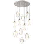Ellisse Round Multi Light Pendant - Beige Silver / Optic Amber