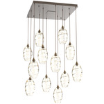 Ellisse Square Multi Light Pendant - Flat Bronze / Optic Amber