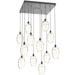 Ellisse Square Multi Light Pendant - Matte Black / Optic Amber