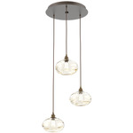 Coppa Round Multi Light Pendant - Flat Bronze / Optic Amber