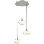 Coppa Round Multi Light Pendant - Beige Silver / Optic Amber