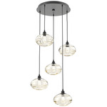 Coppa Round Multi Light Pendant - Matte Black / Optic Amber