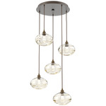 Coppa Round Multi Light Pendant - Flat Bronze / Optic Amber