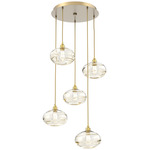 Coppa Round Multi Light Pendant - Gilded Brass / Optic Amber