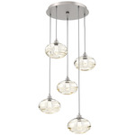 Coppa Round Multi Light Pendant - Beige Silver / Optic Amber