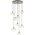 Coppa Round Multi Light Pendant - Flat Bronze / Optic Amber