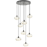Coppa Round Multi Light Pendant - Matte Black / Optic Amber