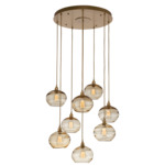 Coppa Round Multi Light Pendant - Gilded Brass / Optic Amber