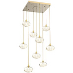 Coppa Square Multi Light Pendant - Gilded Brass / Optic Amber