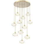 Coppa Round Multi Light Pendant - Gilded Brass / Optic Amber