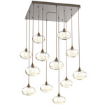 Coppa Square Multi Light Pendant - Flat Bronze / Optic Amber