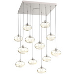 Coppa Square Multi Light Pendant - Beige Silver / Optic Amber