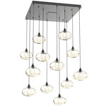 Coppa Square Multi Light Pendant - Matte Black / Optic Amber
