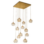 Coppa Square Multi Light Pendant - Gilded Brass / Optic Amber