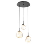 Gem Round Multi Light Pendant - Matte Black / Amber