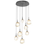 Gem Round Multi Light Pendant - Matte Black / Amber