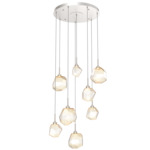 Gem Round Multi Light Pendant - Metallic Beige Silver / Amber