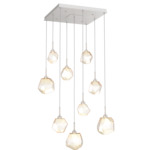 Gem Square Multi Light Pendant - Metallic Beige Silver / Amber