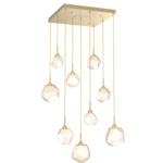 Gem Square Multi Light Pendant - Gilded Brass / Amber