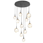 Gem Round Multi Light Pendant - Matte Black / Amber