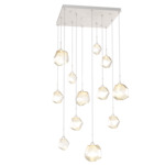 Gem Square Multi Light Pendant - Metallic Beige Silver / Amber