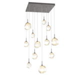 Gem Square Multi Light Pendant - Matte Black / Amber