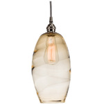 Ellisse Pendant - Metallic Beige Silver / Optic Amber