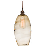 Ellisse Pendant - Flat Bronze / Optic Amber